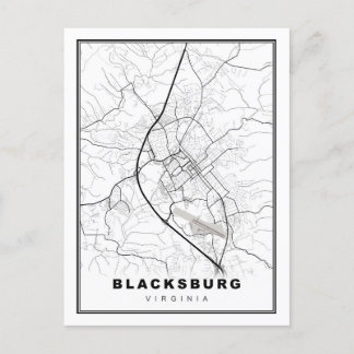 Cartão Postal De Festividades Mapa de Blacksburg