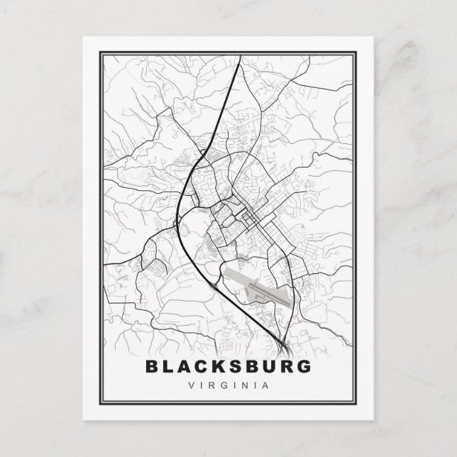 Cartão Postal De Festividades Mapa de Blacksburg (Frente)