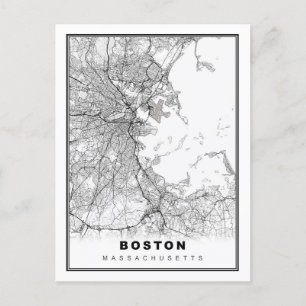 Cartão Postal De Festividades Mapa de Boston
