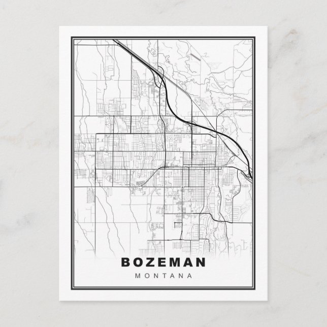 Cartão Postal De Festividades Mapa de Bozeman (Frente)