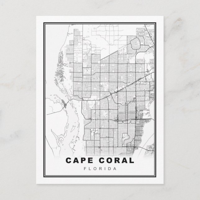 Cartão Postal De Festividades Mapa de Cape Coral (Frente)