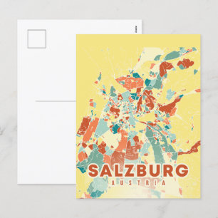 Cartão Postal De Festividades Mapa de capital da Áustria em salzburgo