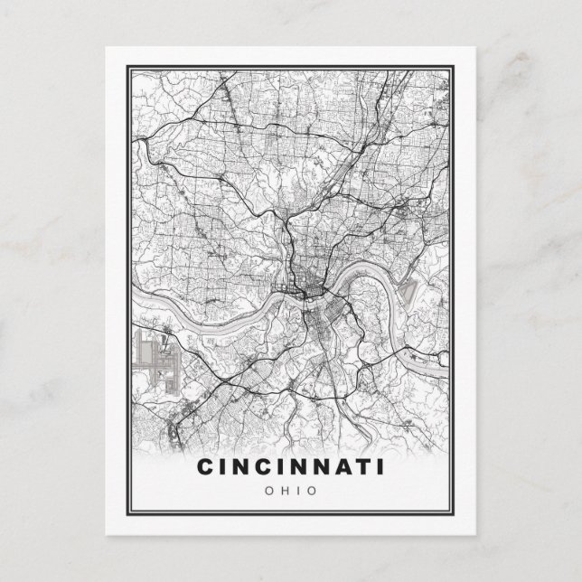 Cartão Postal De Festividades Mapa de Cincinnati (Frente)