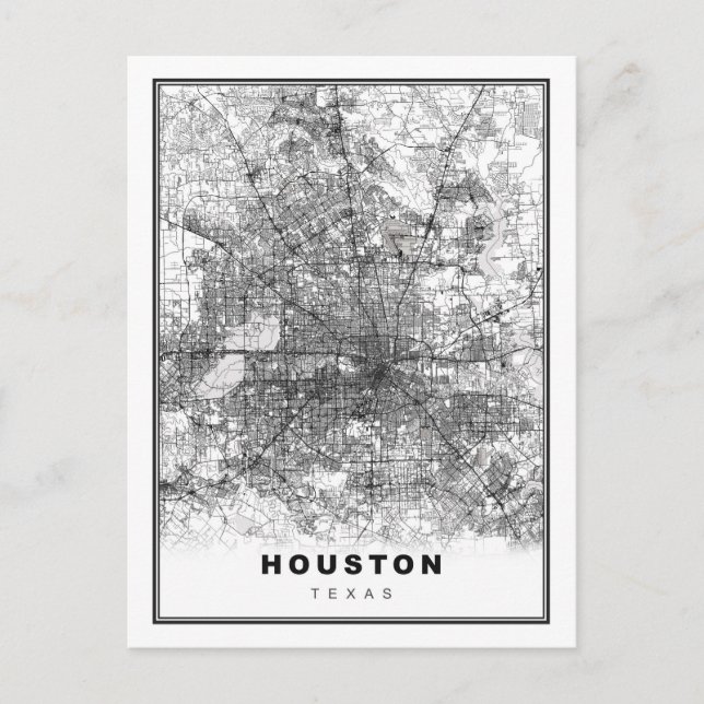 Cartão Postal De Festividades Mapa de Houston (Frente)