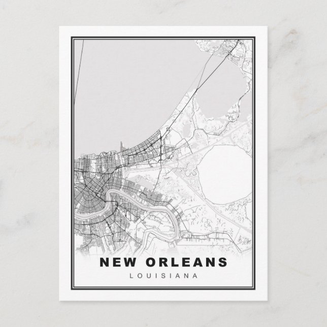 Cartão Postal De Festividades Mapa de Nova Orleans (Frente)