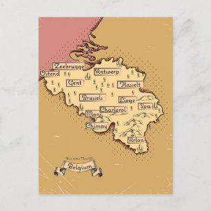 Cartão Postal De Festividades Mapa de viagem antigo da Bélgica