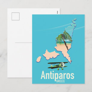 Cartão Postal De Festividades Mapa de viagem Antiparos Grécia