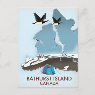 Cartão Postal De Festividades Mapa de viagem da Ilha Bathurst Canadá