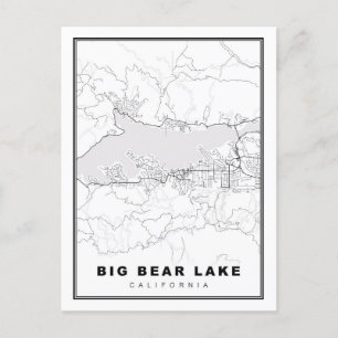 Cartão Postal De Festividades Mapa do Big Bear Lake
