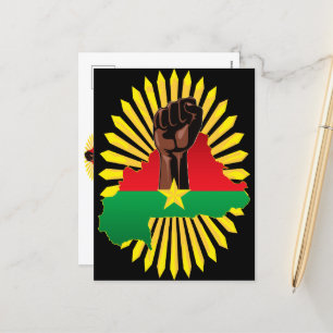 Cartão Postal De Festividades Mapa do Burkina Faso, Bandeira e Resistência à Rev