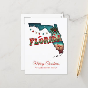 Cartão Postal De Festividades Mapa do Estado da Flórida - Ilustração Holida
