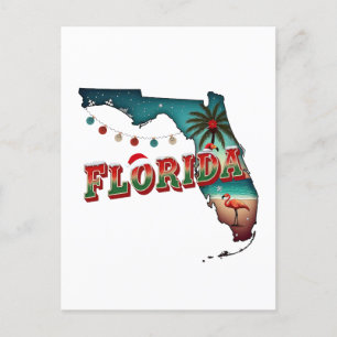 Cartão Postal De Festividades Mapa do Estado da Flórida - Ilustração Holida