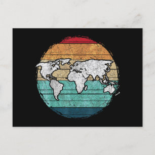 Cartão Postal De Festividades Mapa do Mundo Retroativo