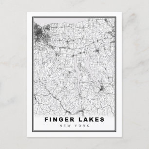 Cartão Postal De Festividades Mapa dos Finger Lakes