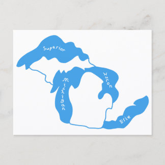 Cartão Postal De Festividades Mapa dos Grandes Lagos de Michigan em Postal