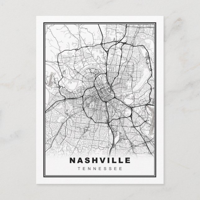 Cartão Postal De Festividades Mapa Nashville (Frente)