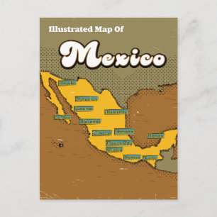 Cartão Postal De Festividades Mapa retrô do México