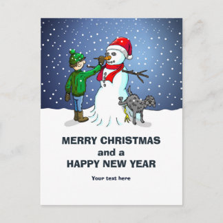 Cartão Postal De Festividades Maravilhoso Boneco de Neve para o Natal