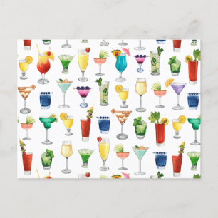 Cartão Postal De Festividades Marca de Tota de Cocktail Vívido Watercolor