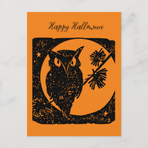 Cartão Postal De Festividades Marcador de livro do feliz Halloween do coruja pre