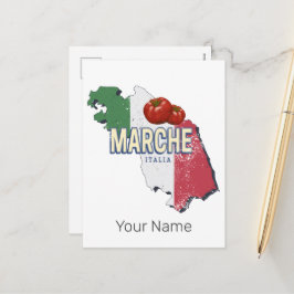 Cartão Postal De Festividades Marche Itália Retro Region Map Vintage Souvenir