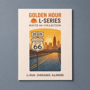 Cartão Postal De Festividades Marco Inicial da Rota 66 em Chicago Illinois Retrô
