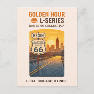 Cartão Postal De Festividades Marco Inicial da Rota 66 em Chicago Illinois Retrô