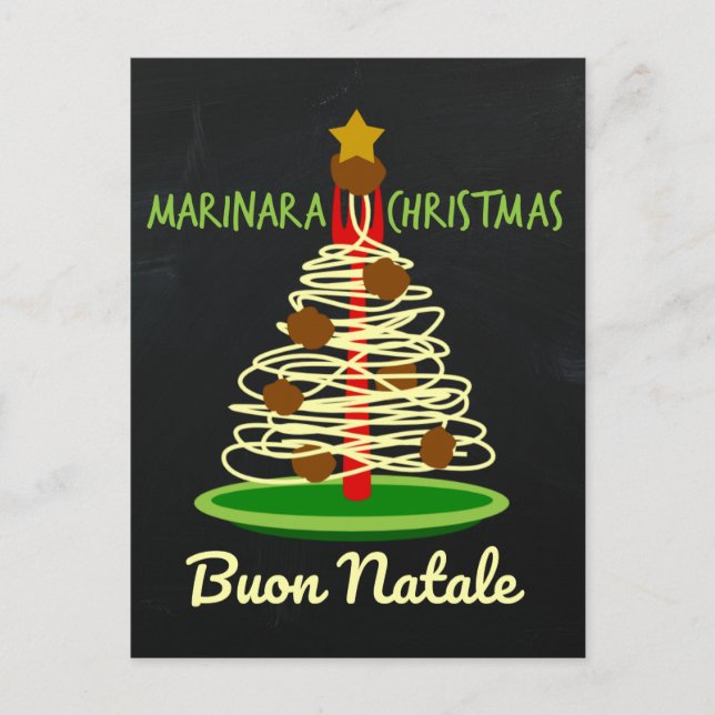 Cartão Postal De Festividades Marinara Christmas Buon Natale Spaghetti Tree (Frente)