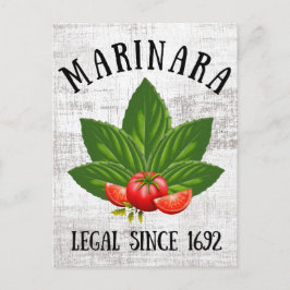 Cartão Postal De Festividades Marinara Legal Desde 1692 Basil Deixa Tomates