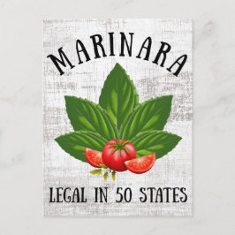Cartão Postal De Festividades Marinara Legal em 50 Estados Basil e Tomates