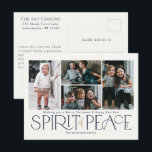 Cartão Postal De Festividades Marinho de Paz de Foto Simples Dourado<br><div class="desc">Estes cartões postais de saudação de fotos de feriado apresentam a saudação, "Desejando-lhe um Feliz Natal e um Feliz ano novo", juntamente com a saudação, "Espírito de Paz", em grandes marinhos e letras de ouro em um fundo de marfim com marcadores para adicionar quatro das suas fotos favoritas, nome da...</div>