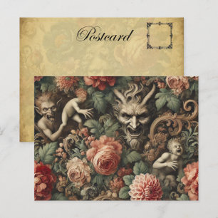Cartão Postal De Festividades Marionetas para os Damas - Design Floral Gótico