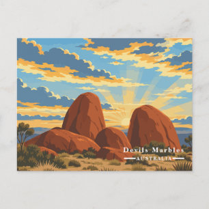 Cartão Postal De Festividades Mármores do Diabo Austrália Viagem Vintage