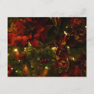 Cartão Postal De Festividades Maroon e Dourada Árvore de Natal II