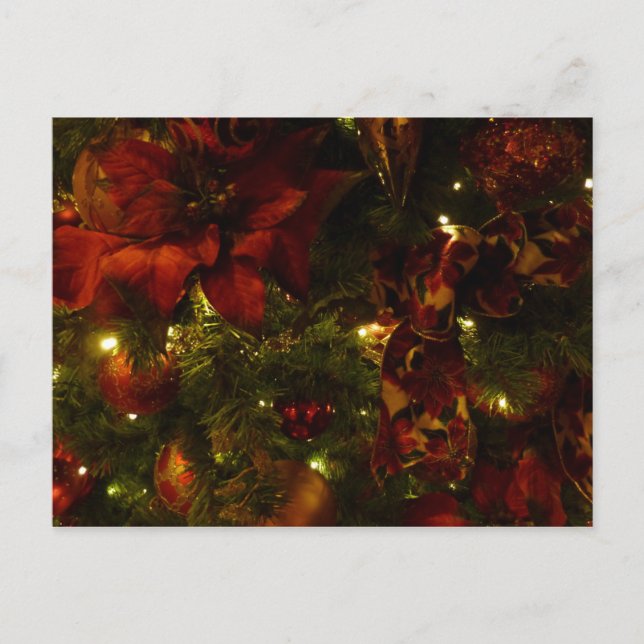 Cartão Postal De Festividades Maroon e Dourada Árvore de Natal II (Frente)