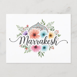 Cartão Postal De Festividades Marrakesh Marrocos Viagem Floral Pastel
