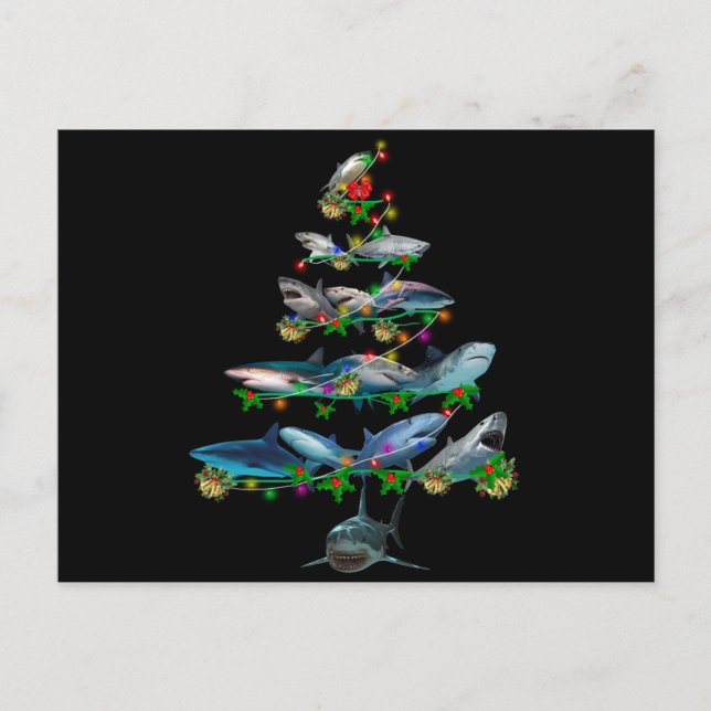 Cartão Postal De Festividades Marry Chrismas shark (Frente)