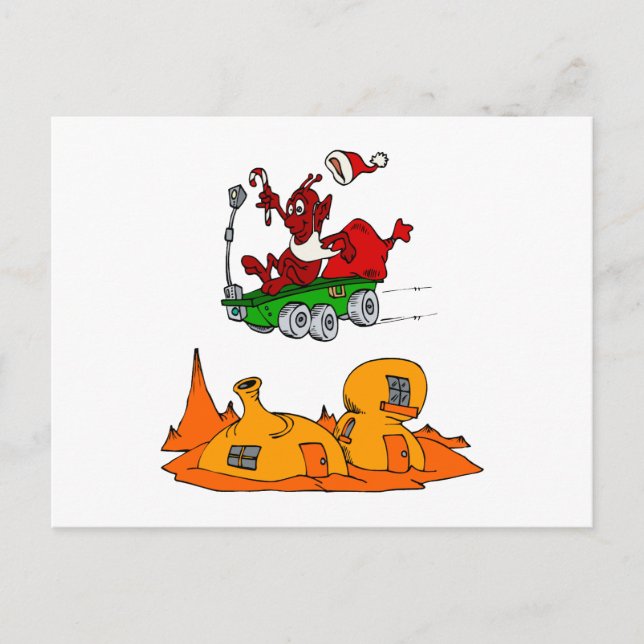 Cartão Postal De Festividades Martian Santa rover (Frente)
