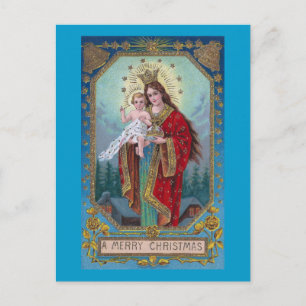 Cartão Postal De Festividades Mary, Jesus e Natais vintages Cruciger Globus