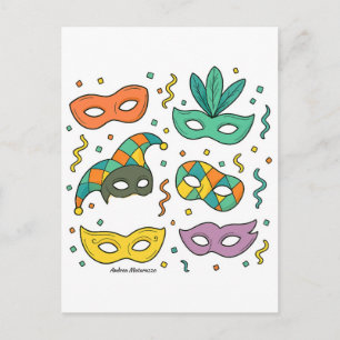 Cartão Postal De Festividades Máscaras Voadoras