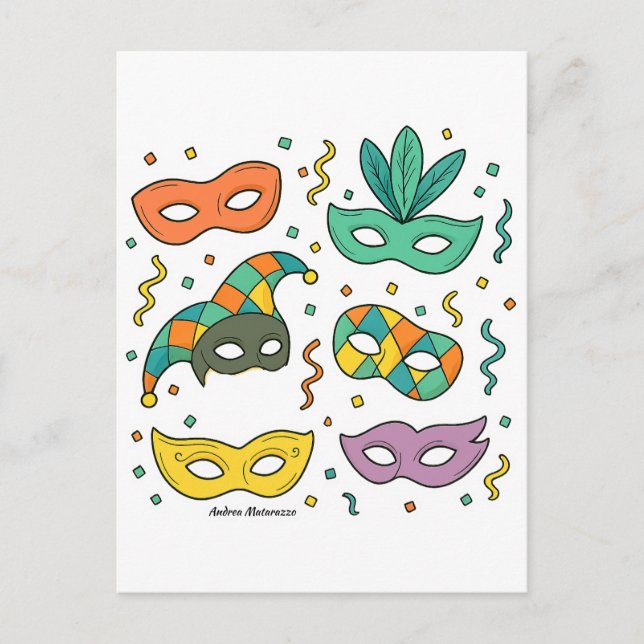 Cartão Postal De Festividades Máscaras Voadoras (Frente)