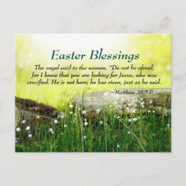 Cartão Postal De Festividades Matthew 28:5-6 Ele não está aqui Ele tem Risen, Pá