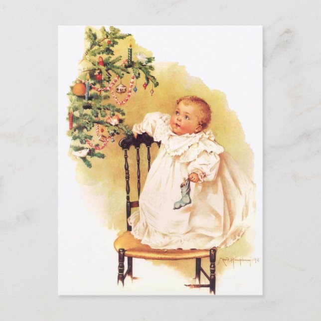 Cartão Postal De Festividades Maud Humphrey's Little Christmas Girl (Frente)