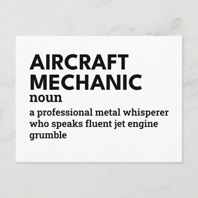 Cartão Postal De Festividades Mecânica da aeronave - Definição do homem (Frente)