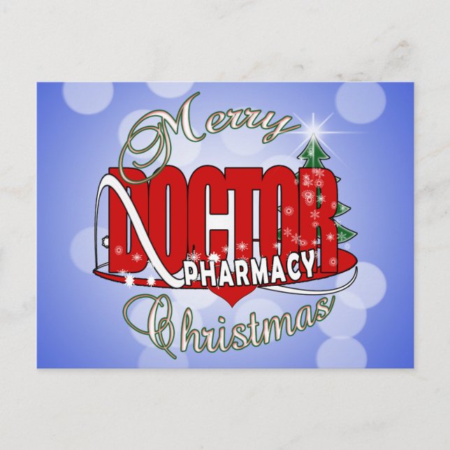 CARTÃO POSTAL DE FESTIVIDADES MÉDICO DE FARMACÊUTICA COM NATAL (Frente)