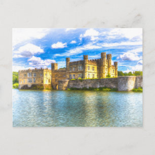 Cartão Postal De Festividades Medieval English Castle Art