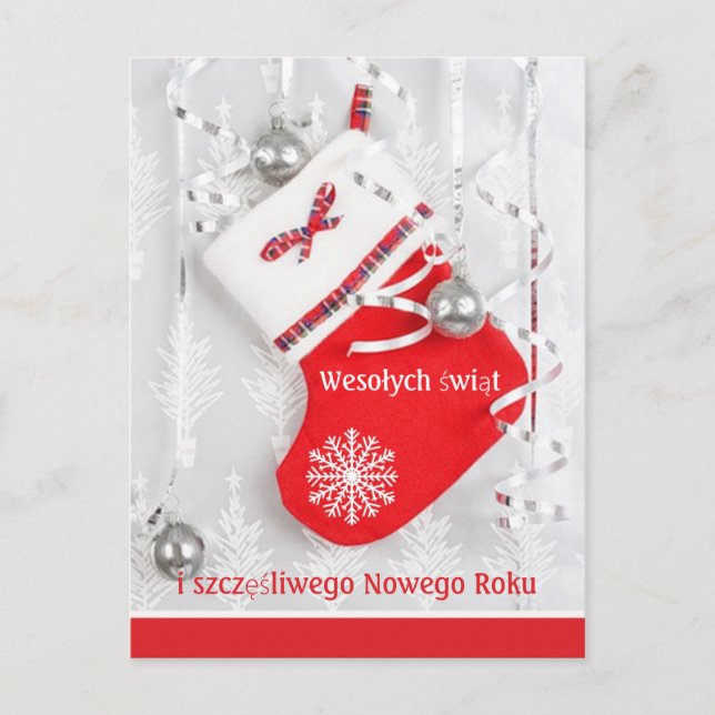 Cartão Postal De Festividades Meia de Natal, bausolas Polonês, Natal Novo (Frente)