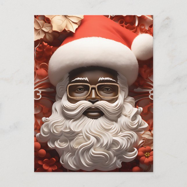 Cartão Postal De Festividades Melanina Natal Chocolate Negro Noel Divertido (Frente)