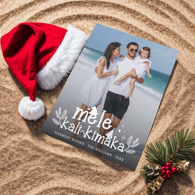 Cartão Postal De Festividades Mele Kalikimaka Foto Moderna Feriado Havaiano (Criador carregado)