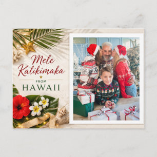 Cartão Postal De Festividades Mele Kalikimaka Havaí Foto de Família Personalizad